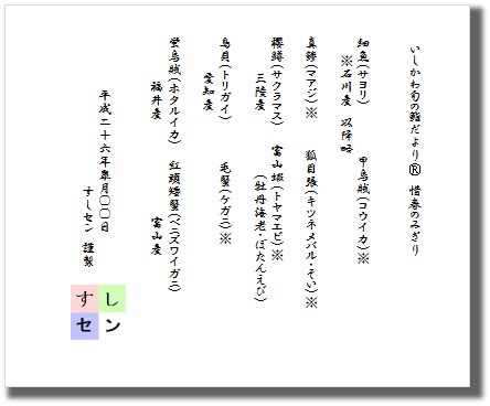 春のお品書き