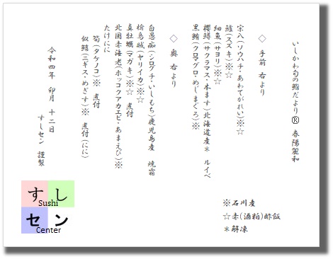 お品書き