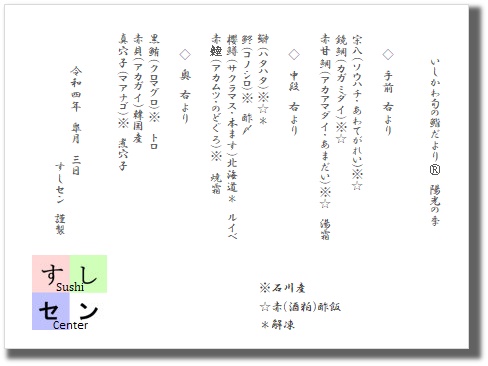 お品書き