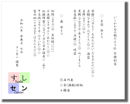 お品書き