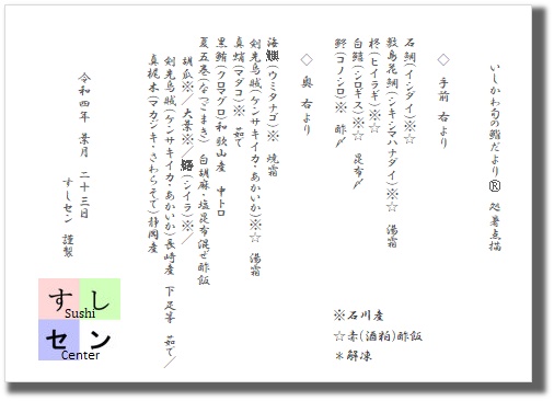 お品書き