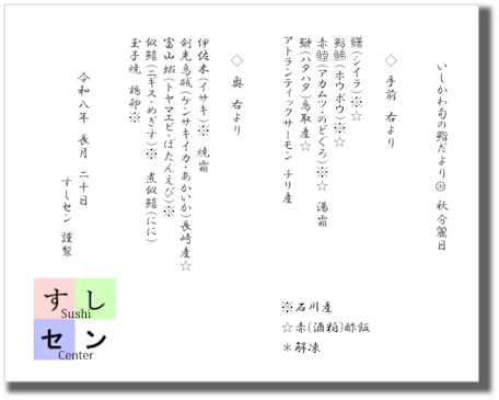 お品書き