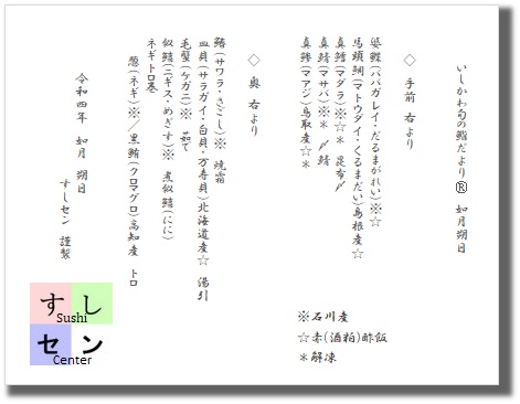 お品書き
